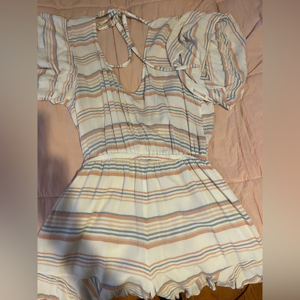 american eagle striped romper